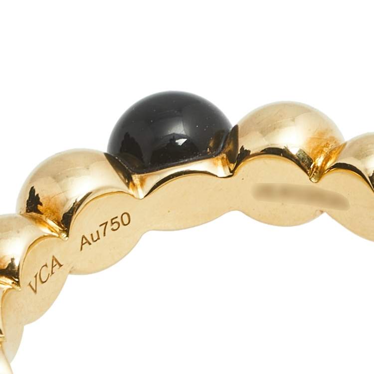 Pre Owned Van Cleef & Arpels Perlee Couleurs Onyx 18K Yellow Gold Variation Ring 52