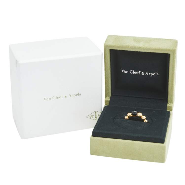 Pre Owned Van Cleef & Arpels Perlee Couleurs Onyx 18K Yellow Gold Variation Ring 52