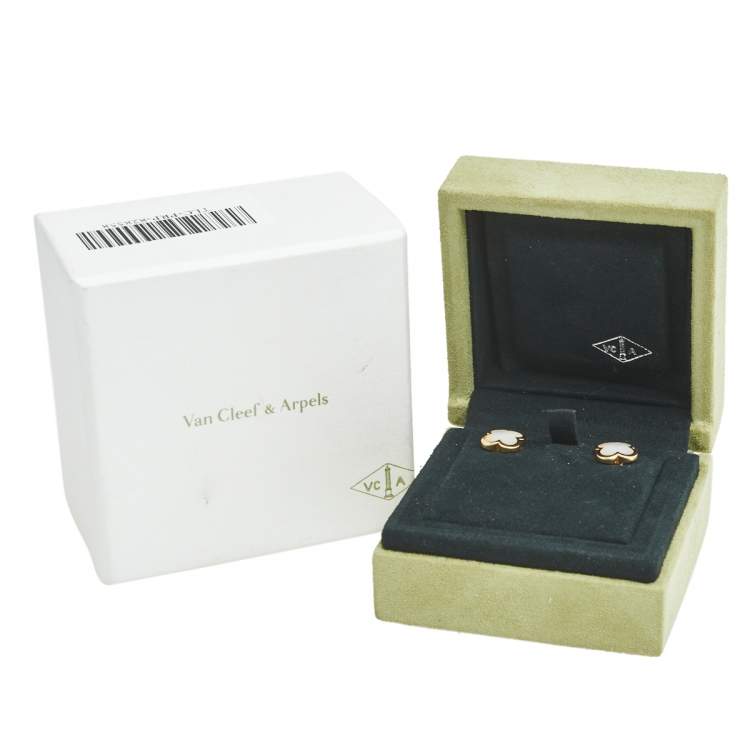 Pre Owned Van Cleef & Arpels Pure Alhambra Mother of Pearl 18K Yellow Gold Stud Earrings