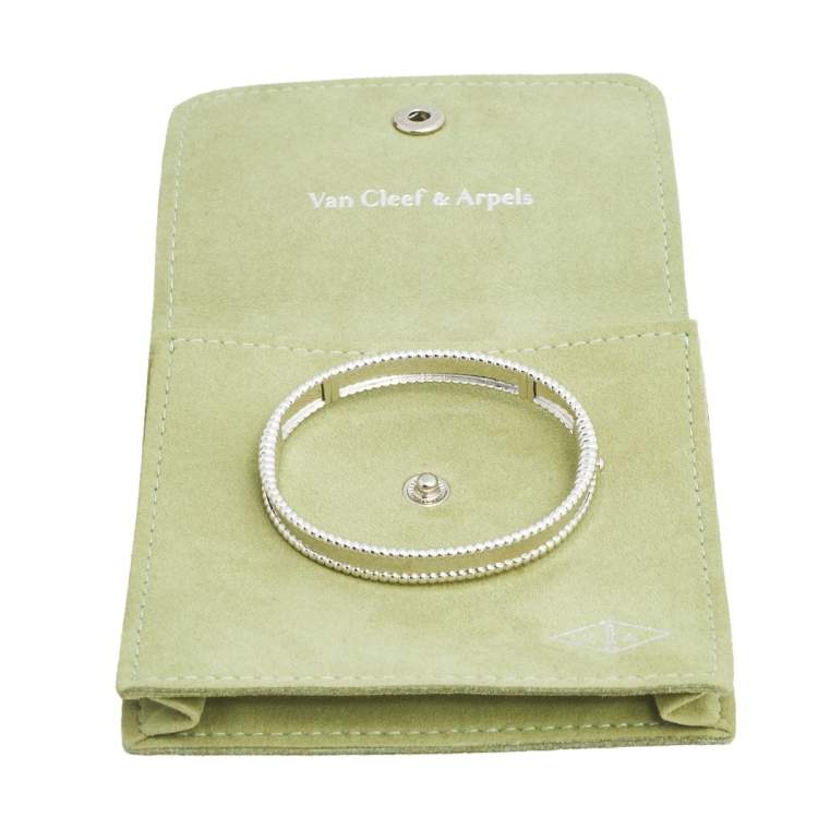 Pre Owned Van Cleef & Arpels Perlée 18K White Gold Bangle Bracelet S