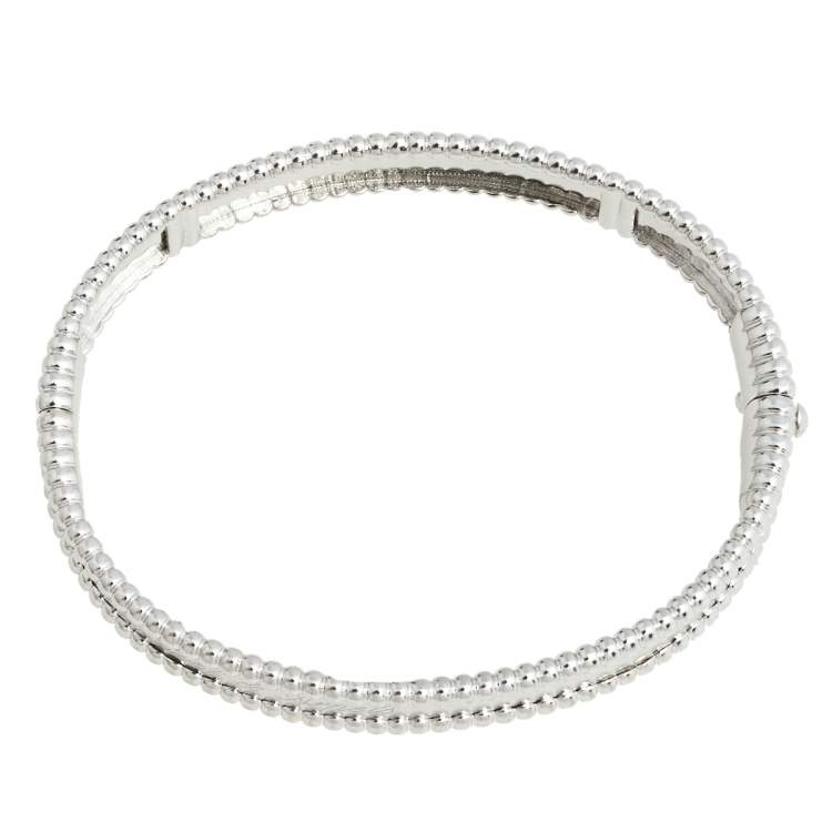 Pre Owned Van Cleef & Arpels Perlée 18K White Gold Bangle Bracelet S