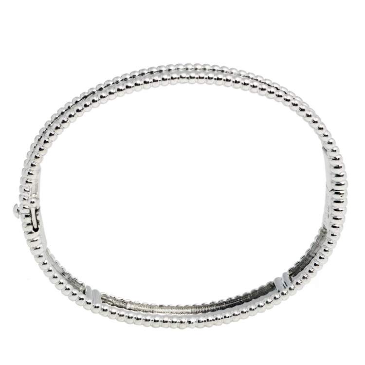 Pre Owned Van Cleef & Arpels Perlée 18K White Gold Bangle Bracelet S