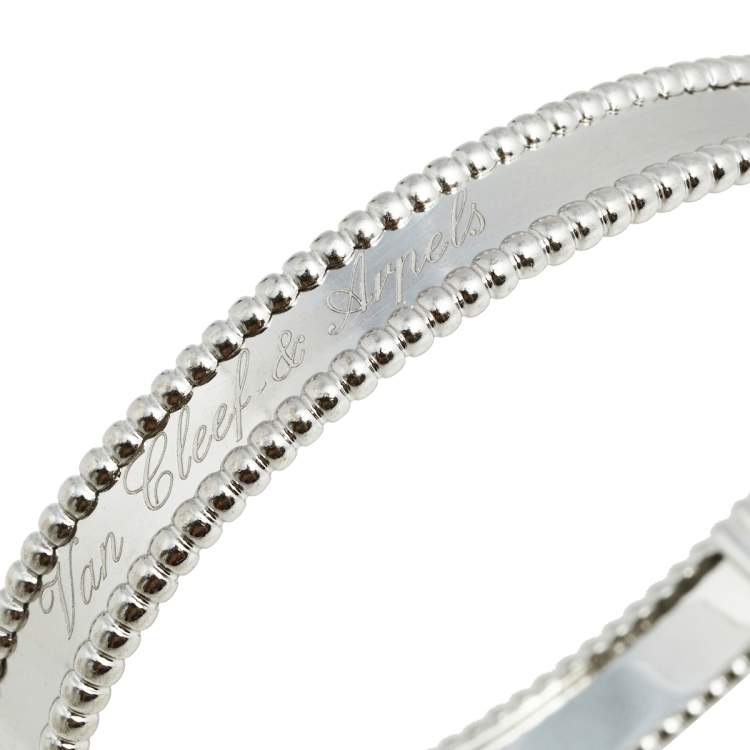 Pre Owned Van Cleef & Arpels Perlée 18K White Gold Bangle Bracelet S