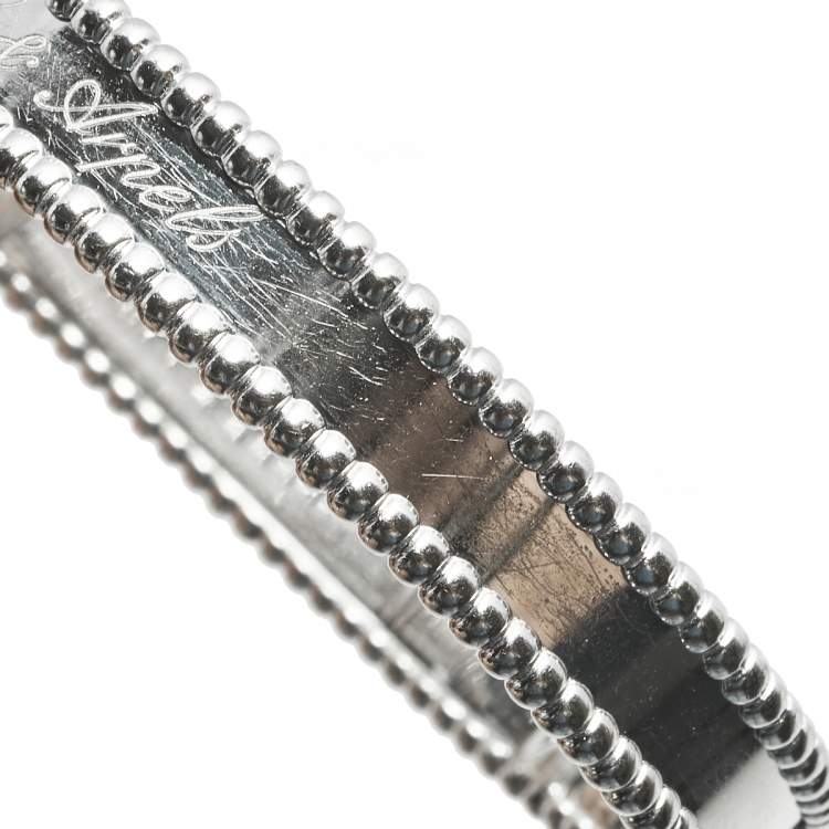 Pre Owned Van Cleef & Arpels Perlée 18K White Gold Bangle Bracelet S