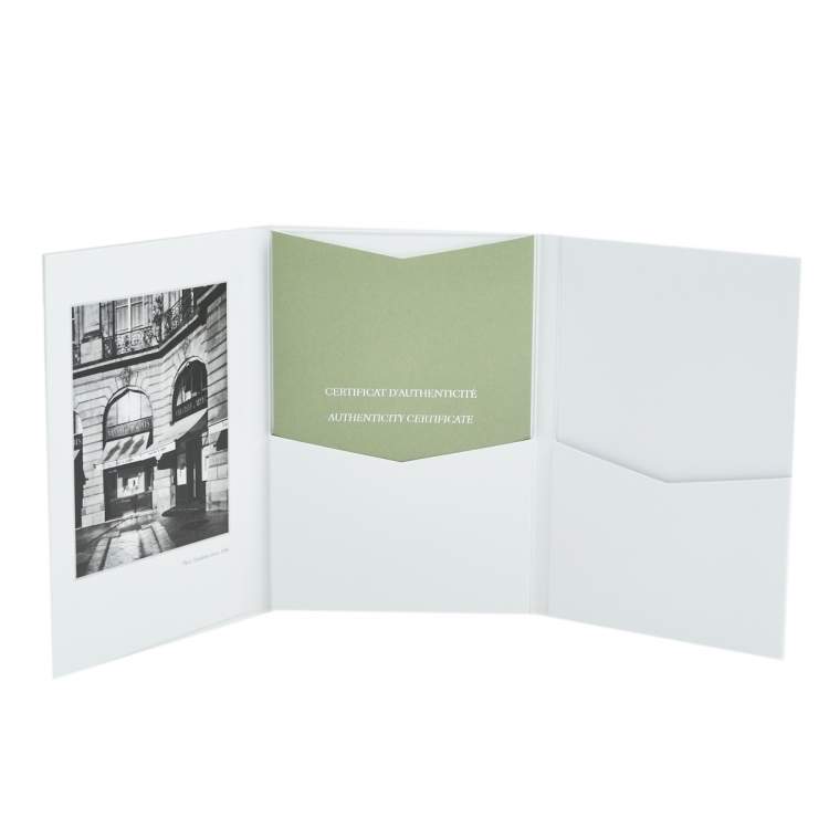 Pre Owned Van Cleef & Arpels Lotus Diamond 18k White Gold Openwork Mini Model Pendant Necklace 