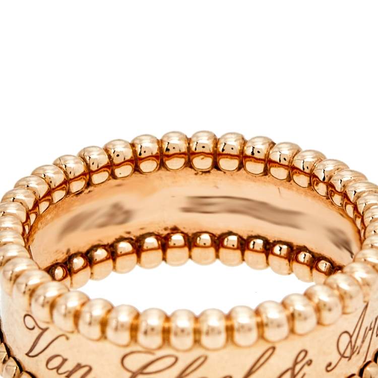 Pre Owned Van Cleef & Arpels Perlee Signature 18K Rose Gold Band Ring Size 54