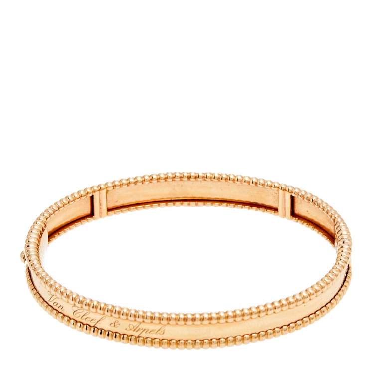 Pre Owned Van Cleef & Arpels Perlee Signature 18K Rose Gold Bangle Bracelet M
