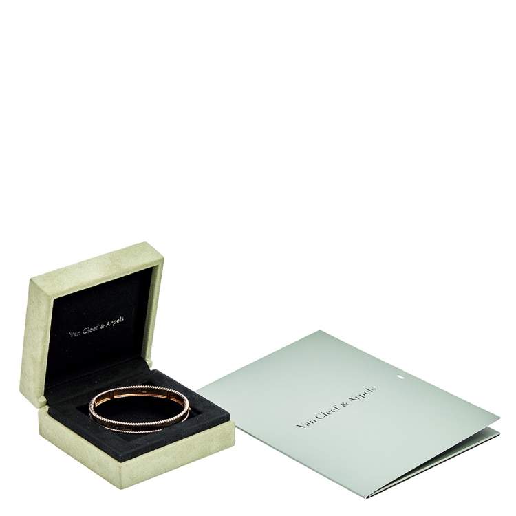 Pre Owned Van Cleef & Arpels Perlee Signature 18K Rose Gold Bangle Bracelet M