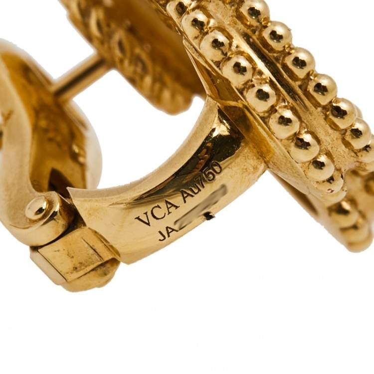 Pre Owned Van Cleef & Arpels Magic Alhambra Mother of Pearl 18K Yellow Gold Stud Earrings