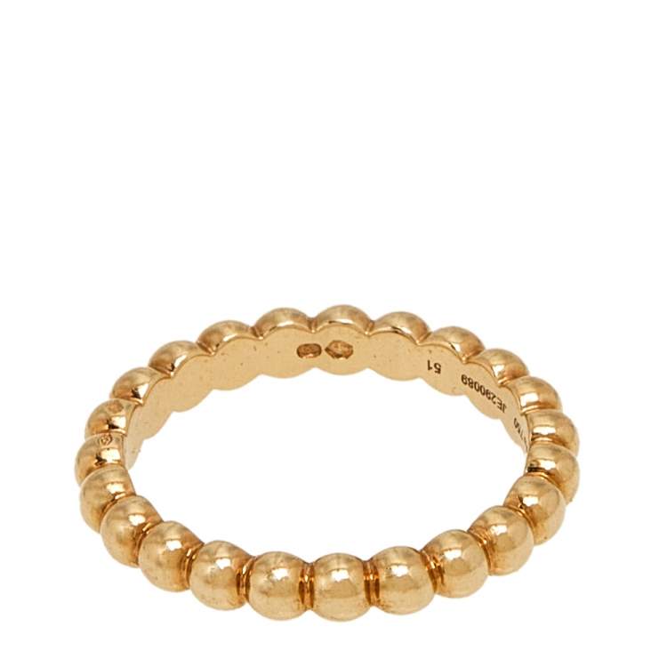 Pre Owned Van Cleef & Arpels Perlee Pearls of 18K Yellow Gold Medium Band Ring Size 51