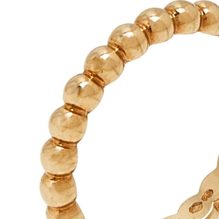 Pre Owned Van Cleef & Arpels Perlee Pearls of 18K Yellow Gold Medium Band Ring Size 51