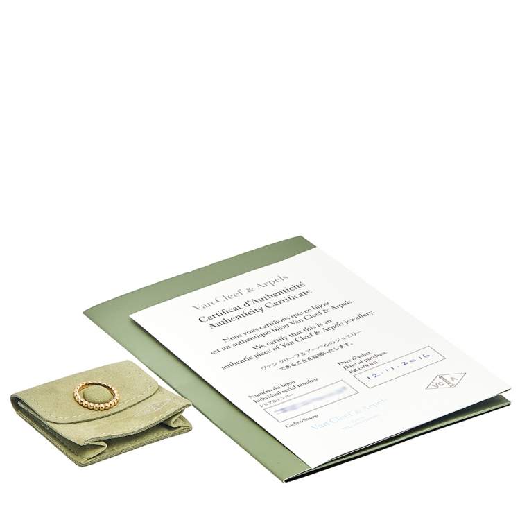 Pre Owned Van Cleef & Arpels Perlee Pearls of 18K Yellow Gold Medium Band Ring Size 51