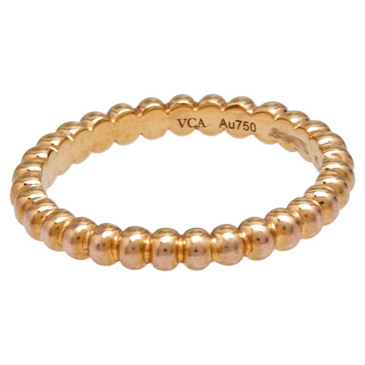 Pre Owned Van Cleef & Arpels Perlee Small Model 18k Rose Gold Band Ring Size 43