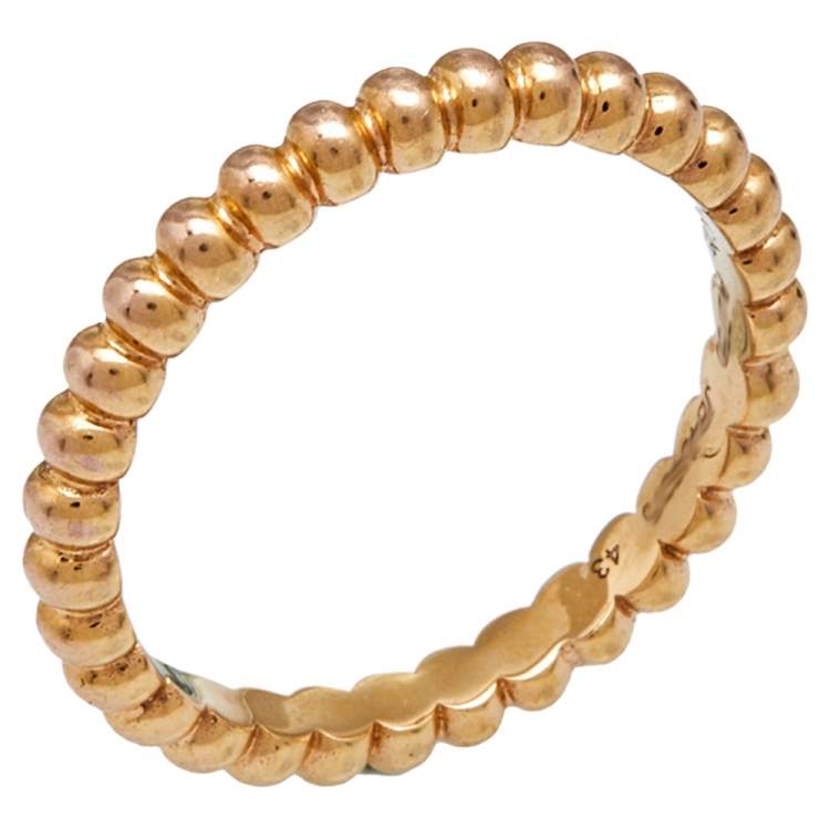 Pre Owned Van Cleef & Arpels Perlee Small Model 18k Rose Gold Band Ring Size 43