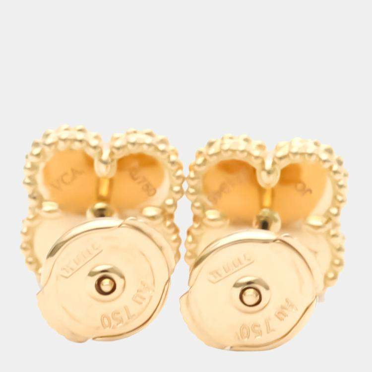 Pre Owned Van Cleef & Arpels Sweet Alhambra 18K Rose Gold Carnelian Earrings