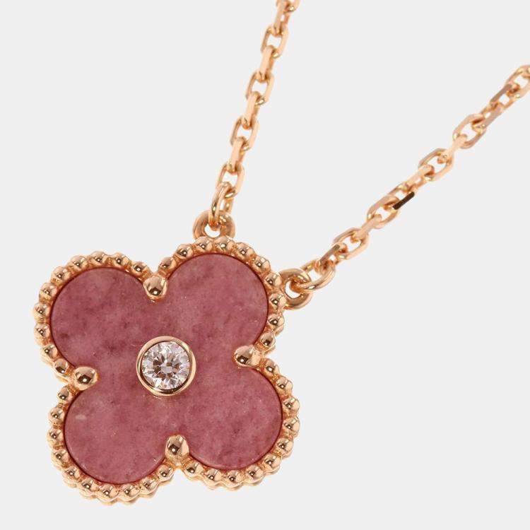 Van Cleef & Arpels Vintage Alhambra 1P Diamond Necklace 18K Pink Rose Gold  | eBay