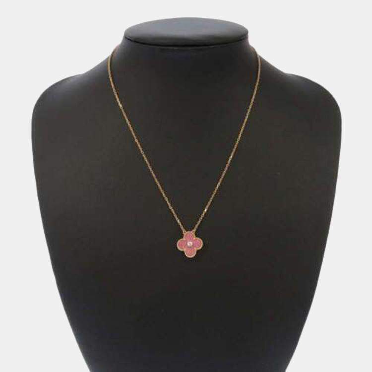 Pre Owned Van Cleef & Arpels Vintage Alhambra 18K Rose Gold Diamond Necklace