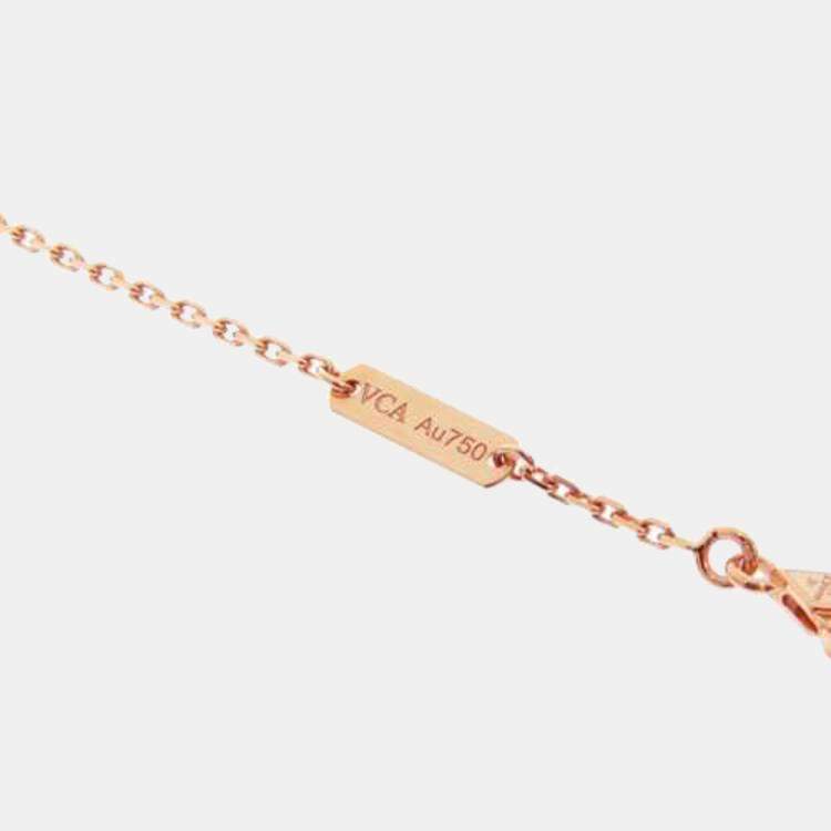 Pre Owned Van Cleef & Arpels Vintage Alhambra 18K Rose Gold Diamond Necklace