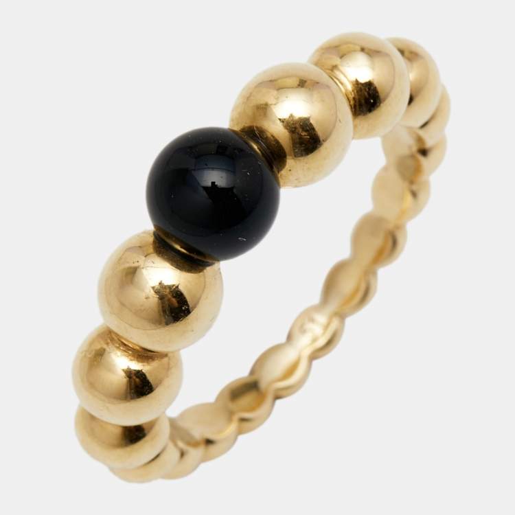 Pre Owned Van Cleef & Arpels Perlee Couleurs Onyx 18K Yellow Gold Variation Ring 51