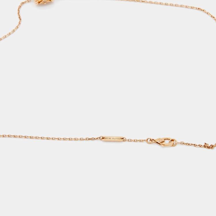 Pre Owned Van Cleef & Arpels Perlée Clover Diamonds 18k Rose Gold Pendant Necklace