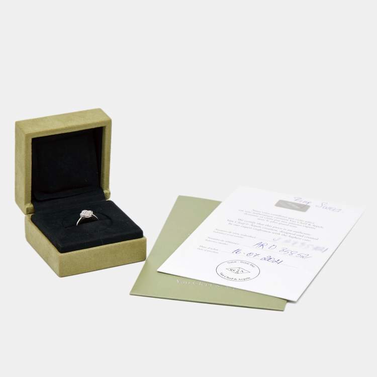 Pre Owned Van Cleef & Arpels Sweet Alhambra Diamond 18K White Gold Ring Size 52