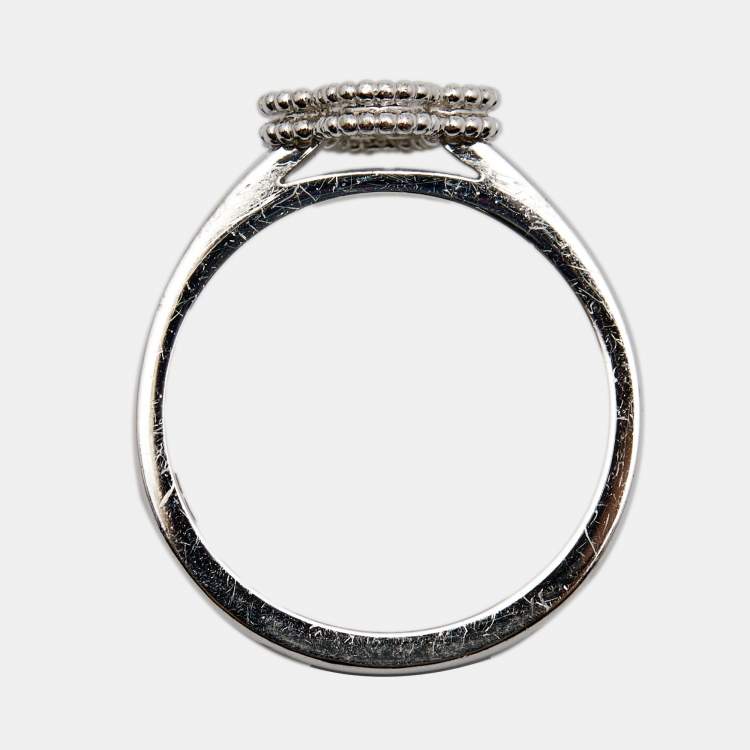 Pre Owned Van Cleef & Arpels Sweet Alhambra Diamond 18K White Gold Ring Size 52