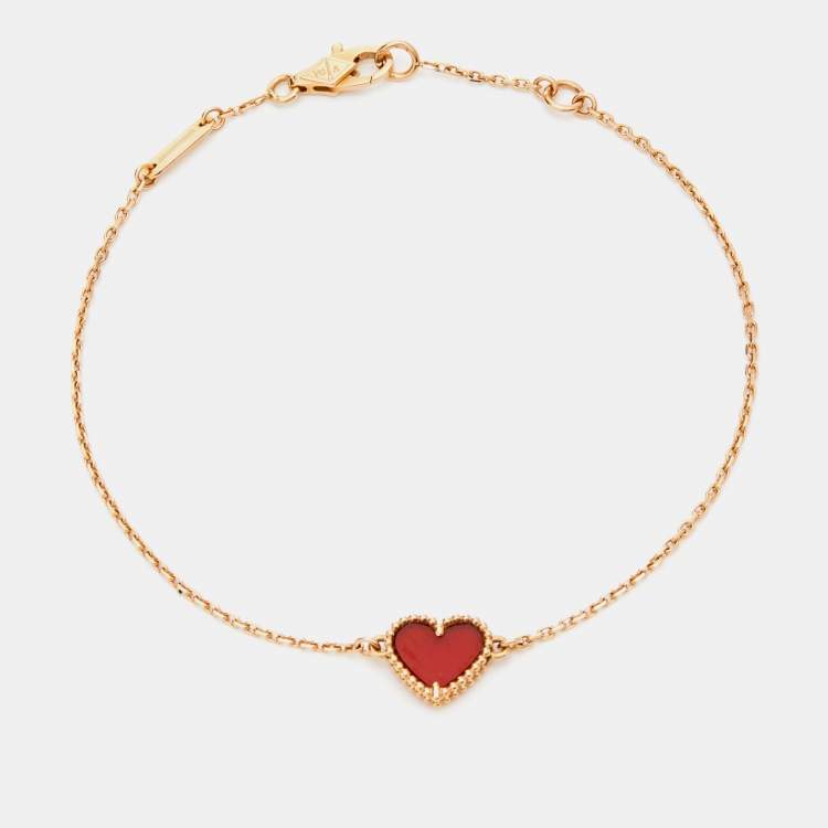 Sweet Alhambra heart bracelet 18K rose gold, Carnelian - Van Cleef