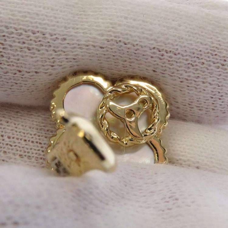 Pre Owned Van Cleef & Arpels Vintage Alhambra 18K Yellow Gold Mother of Pearl Earrings