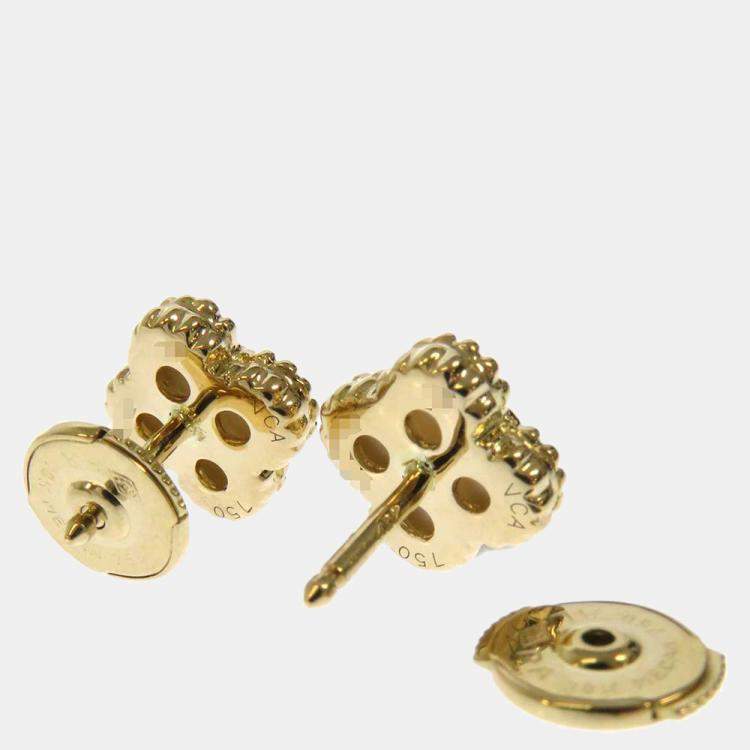 Pre Owned Van Cleef & Arpels Sweet Alhambra 18K Yellow Gold Mother Of Pearl Earrings