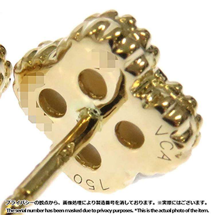 Pre Owned Van Cleef & Arpels Sweet Alhambra 18K Yellow Gold Mother Of Pearl Earrings