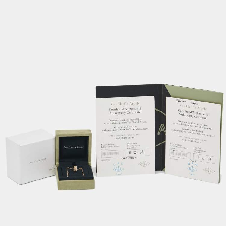 Pre Owned Van Cleef & Arpels Perlée Diamond 18k Yellow Gold Pendant Necklace