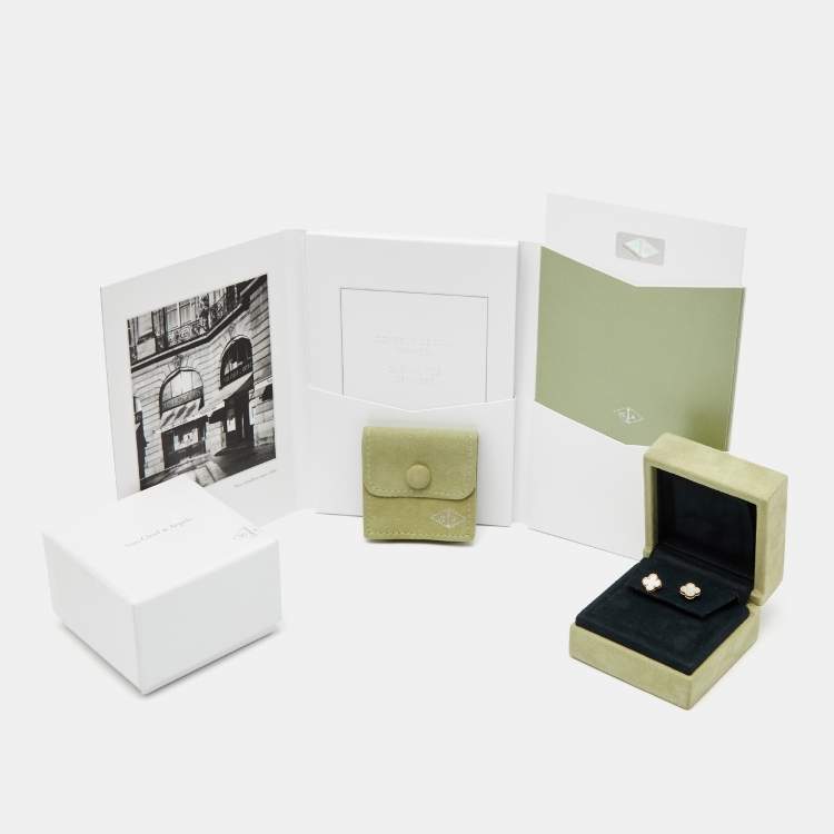 Pre Owned Van Cleef & Arpels Sweet Alhambra Mother of Pearl 18k Yellow Gold Stud Earrings