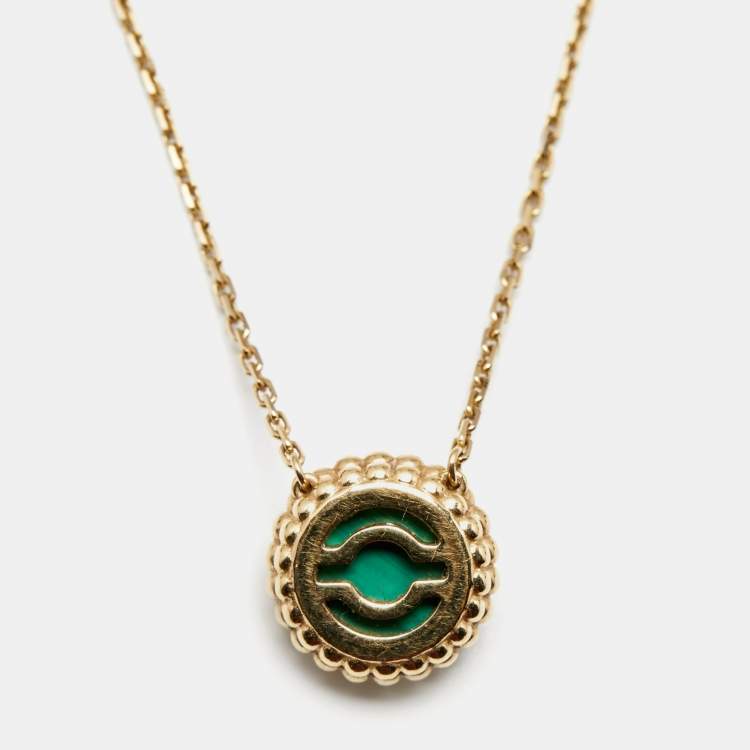 Pre Owned Van Cleef & Arpels Perlée Couleurs Malachite 18K Yellow Gold Pendant Necklace 
