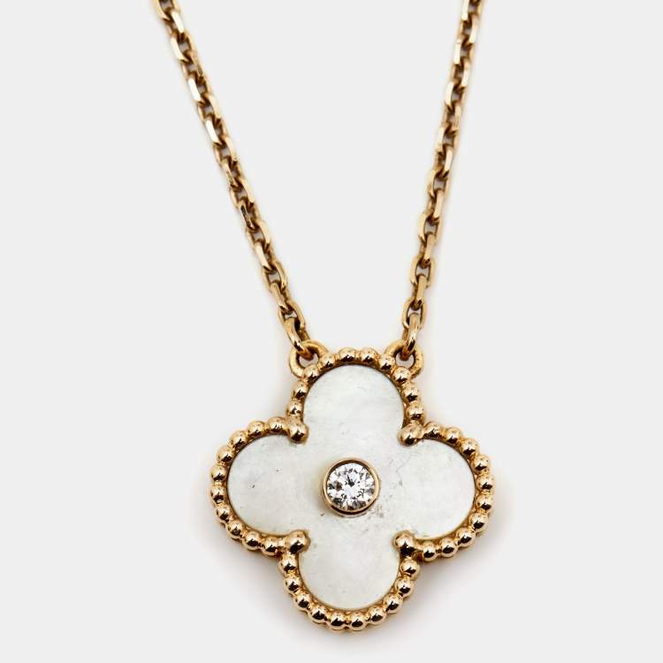 Van Cleef & Arpels Vintage Alhambra Diamond Mother of Pearl 18k Rose ...