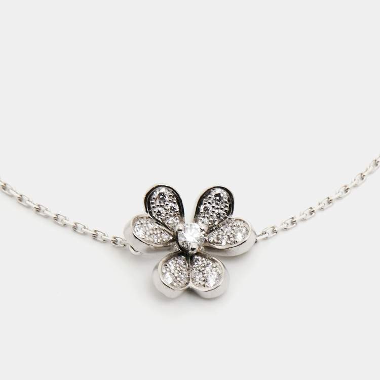 Pre Owned Van Cleef & Arpels Mini Frivole Diamond 18k White Gold Bracelet