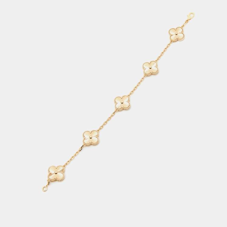 VAN CLEEF & ARPELS 18K Yellow Gold 5 Motifs Vintage Alhambra