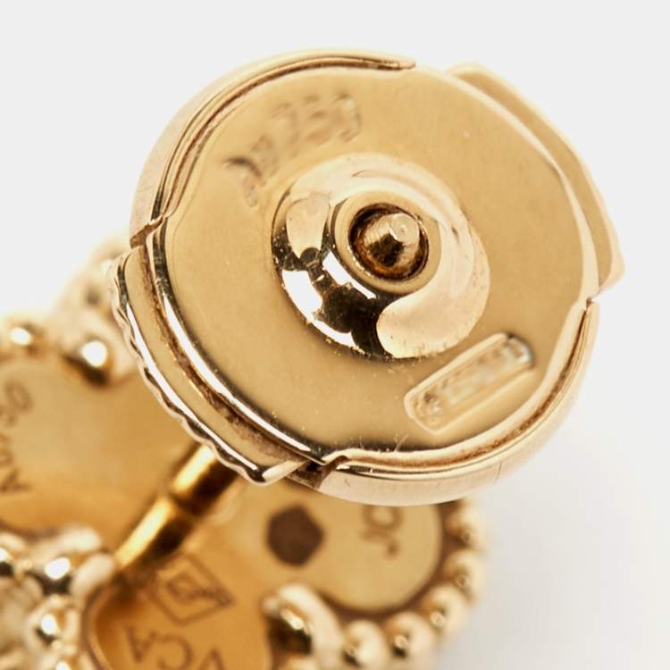 Pre Owned Van Cleef & Arpels Sweet Alhambra Mother of Pearl 18k Yellow Gold Stud Earrings