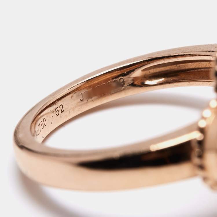 Pre Owned Van Cleef & Arpels Vintage Alhambra Diamond 18k Rose Gold Ring Size 52