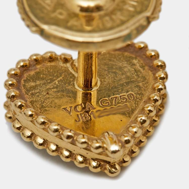 Pre Owned Van Cleef & Arpels Sweet Alhambra Mother of Pearl 18k Yellow Gold Stud Earrings