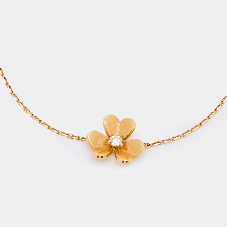 Pre Owned Van Cleef & Arpels Frivole Diamond 18k Yellow Gold Bracelet