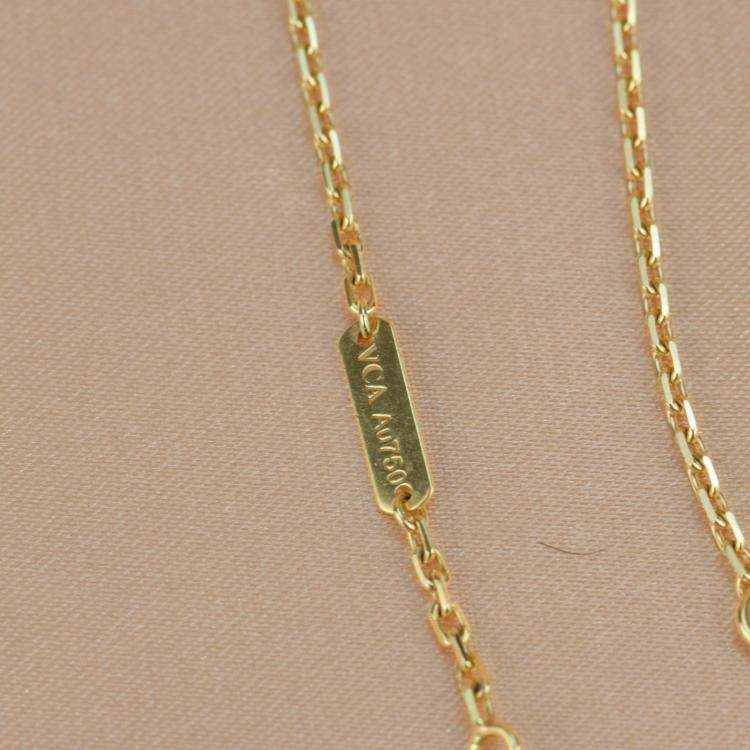 Pre Owned Van Cleef & Arpels Magic Alhambra 18K Yellow Gold Malachite Necklace