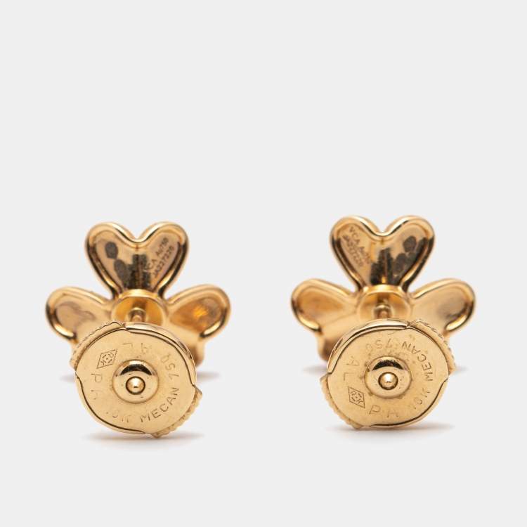 Pre Owned Van Cleef & Arpels Frivole Diamonds 18k Yellow Gold Stud Earrings