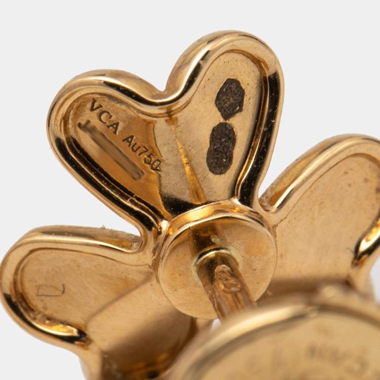 Pre Owned Van Cleef & Arpels Frivole Diamonds 18k Yellow Gold Stud Earrings