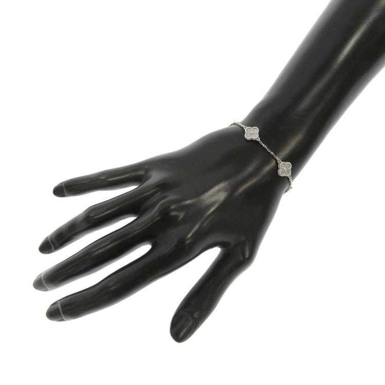 Pre Owned Van Cleef & Arpels Sweet Alhambra 18K White Gold Diamond Bracelet 17.5