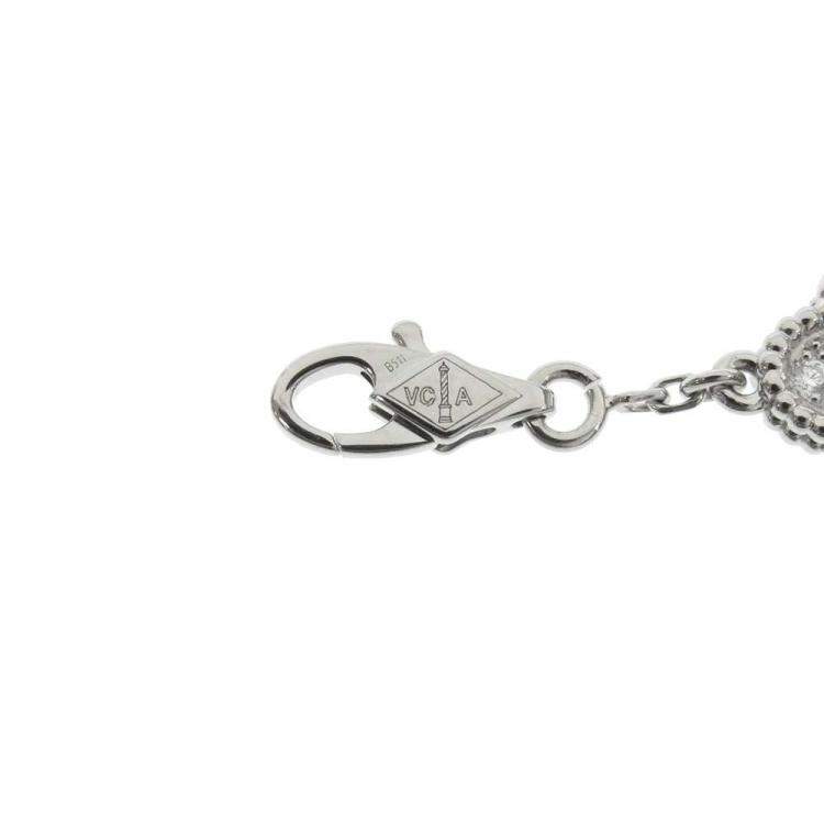 Pre Owned Van Cleef & Arpels Sweet Alhambra 18K White Gold Diamond Bracelet 17.5