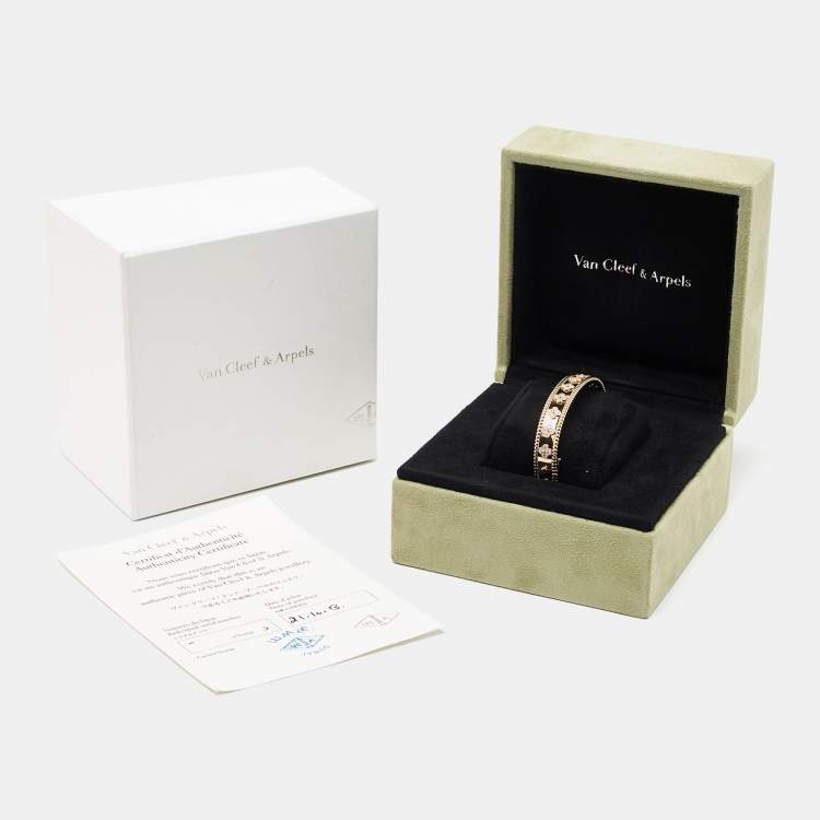 Pre Owned Van Cleef & Arpels Perlée Clovers Diamond 18k Rose Gold Medium Model Bracelet L