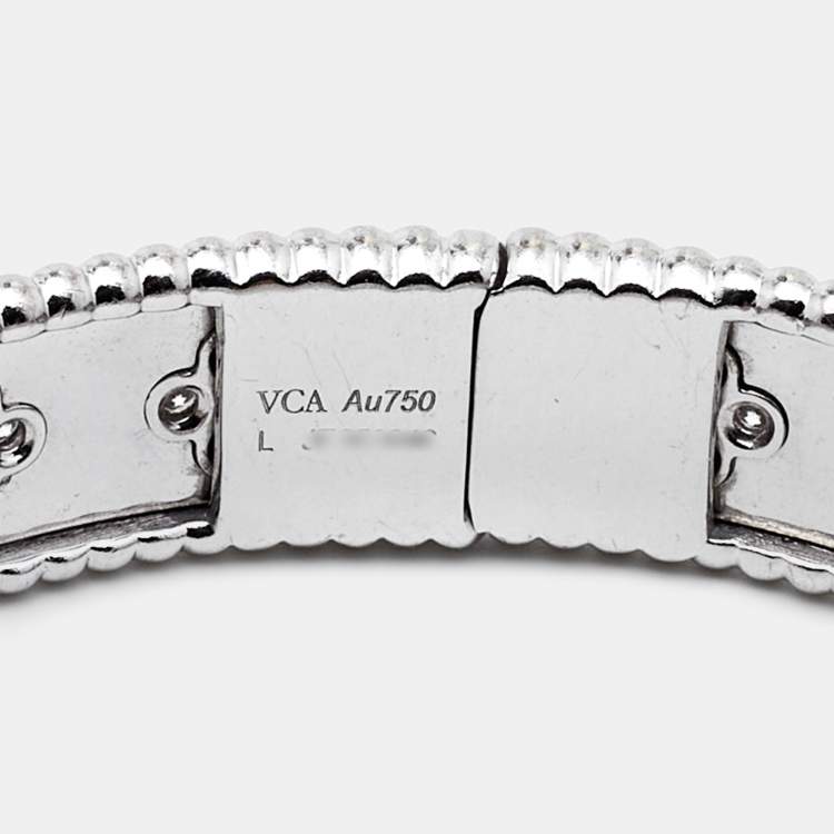 Pre Owned Van Cleef & Arpels Perlée Clover Diamonds 18k White Gold Bracelet L