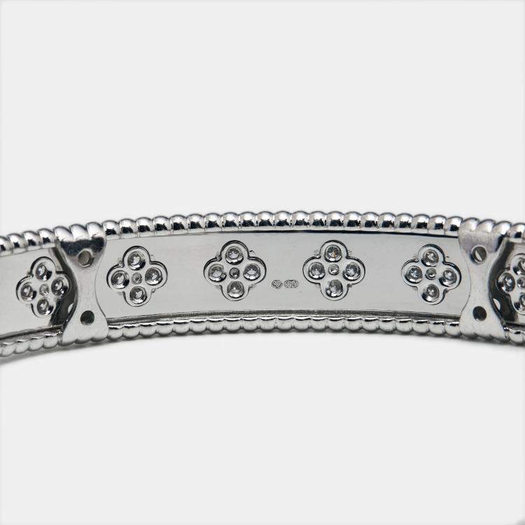 Pre Owned Van Cleef & Arpels Perlée Clover Diamonds 18k White Gold Bracelet L