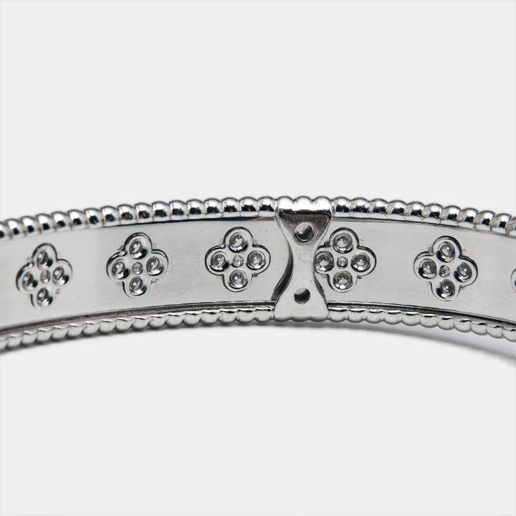 Pre Owned Van Cleef & Arpels Perlée Clover Diamonds 18k White Gold Bracelet L