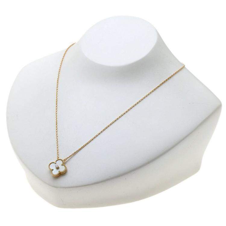 Pre Owned Van Cleef & Arpels Vintage Alhambra Limited Edition 18K Rose Gold and Diamond Mother of Pearl Necklace